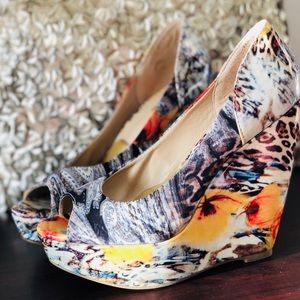 5” Wedge Heel Peep toe Multicolor